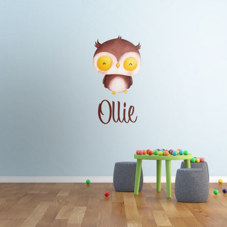 Personalised Vinyl Baby owl Wall Decal Sticker