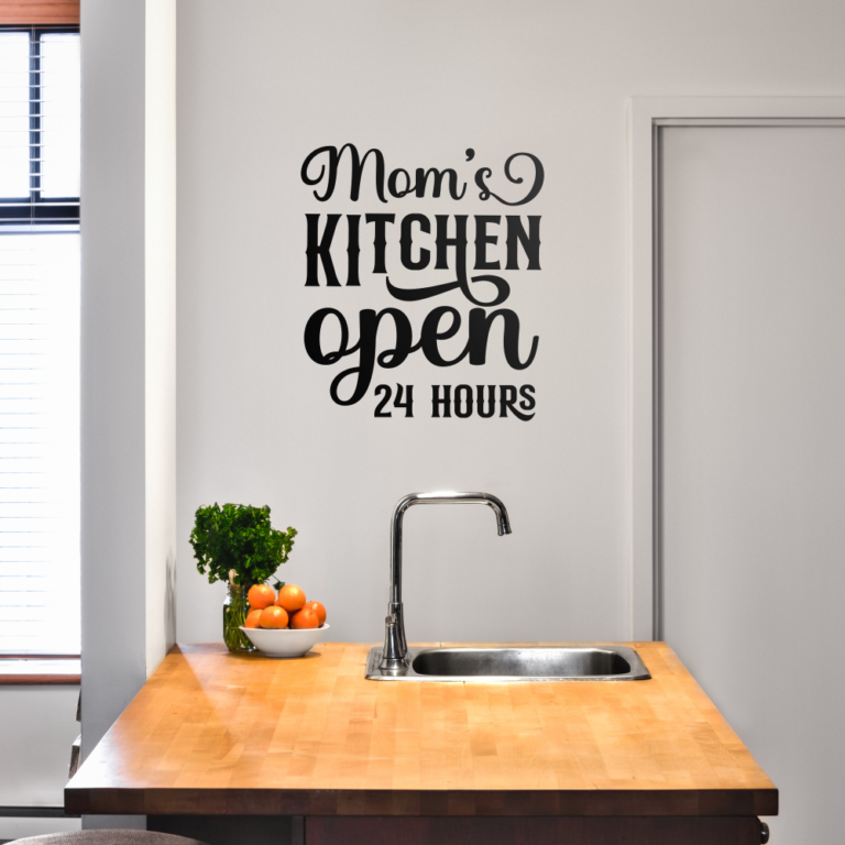 Moms Kitchen Open 24 Hours Vinyl Kitchen Decal Wall Sticker