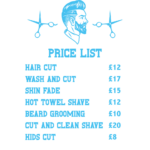 Barber Price List Decal Wall Sticker