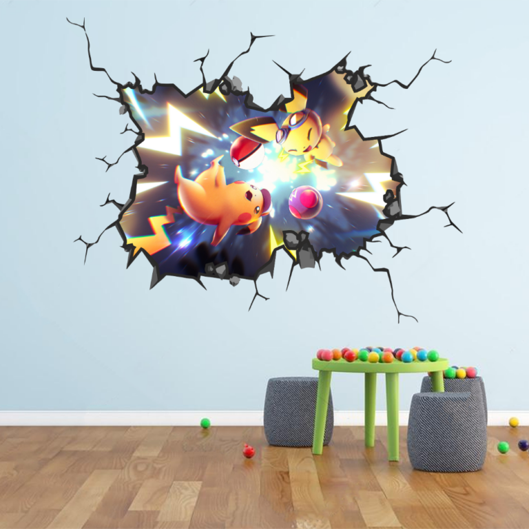 Pikachu Wall Break Decal Wall Sticker