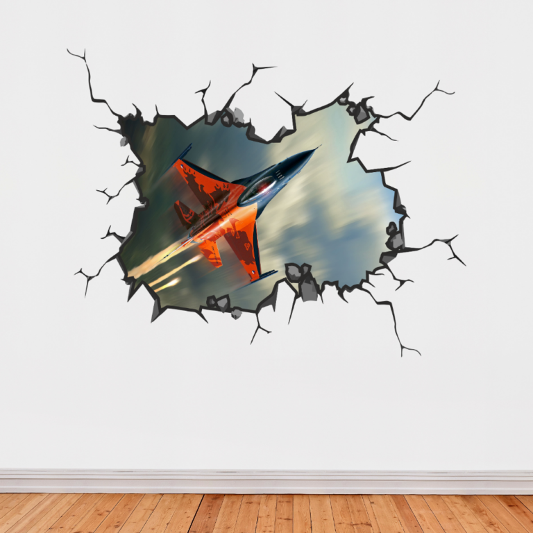 Fighter Jet Wall Break Decal Wall Sticker