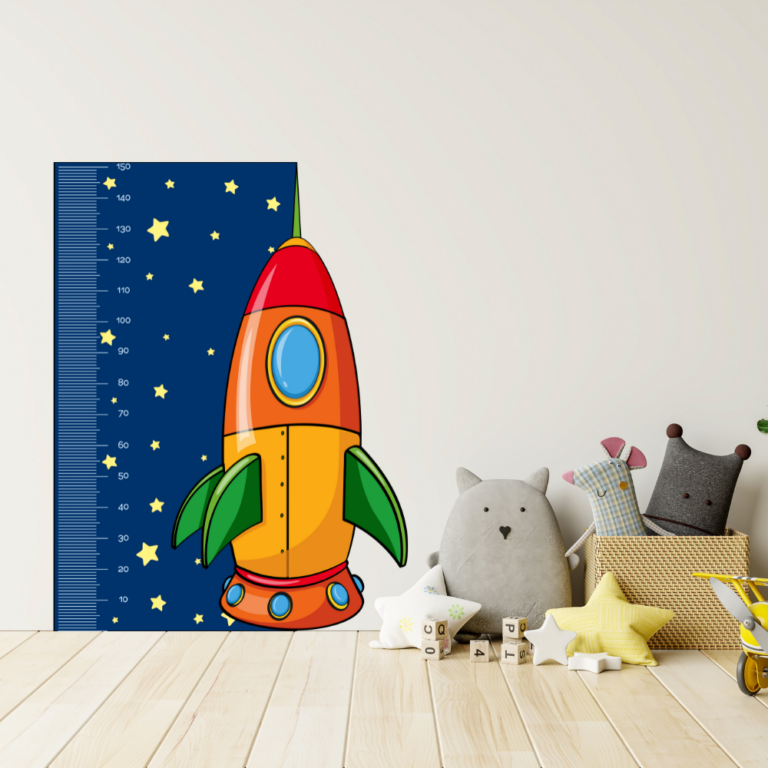 Space Rocket Height Chart Nursery Kids Wall Art Vinyl Decal