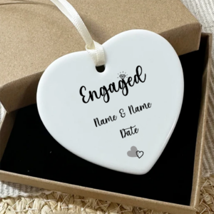 Personalised Gift Ceramic Heart Engagment Couple Celebration